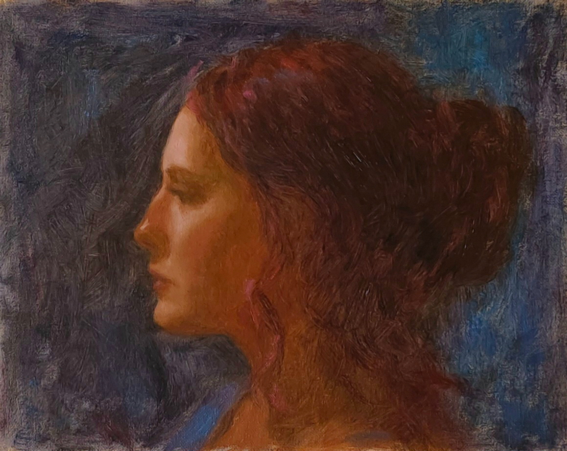 ノーマン市在中アーティストのアート作品。女性の横顔の絵画。