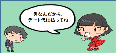 彼女が彼氏に「男なんだから、デート代は払ってね!と言っている画像