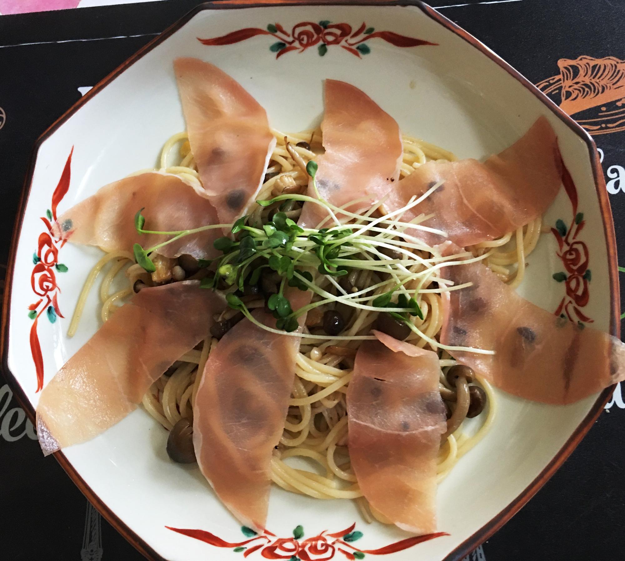 生ハム&きのこのペペロンチーノ