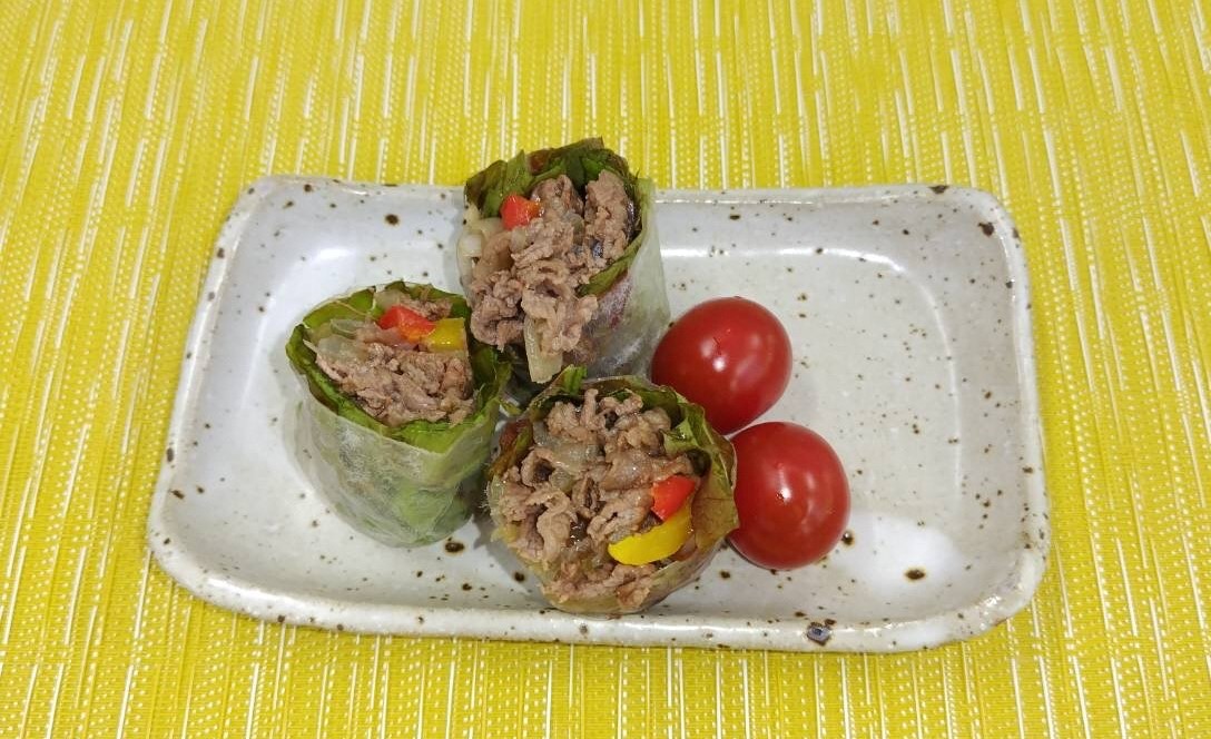 焼肉と野菜の生春巻き
