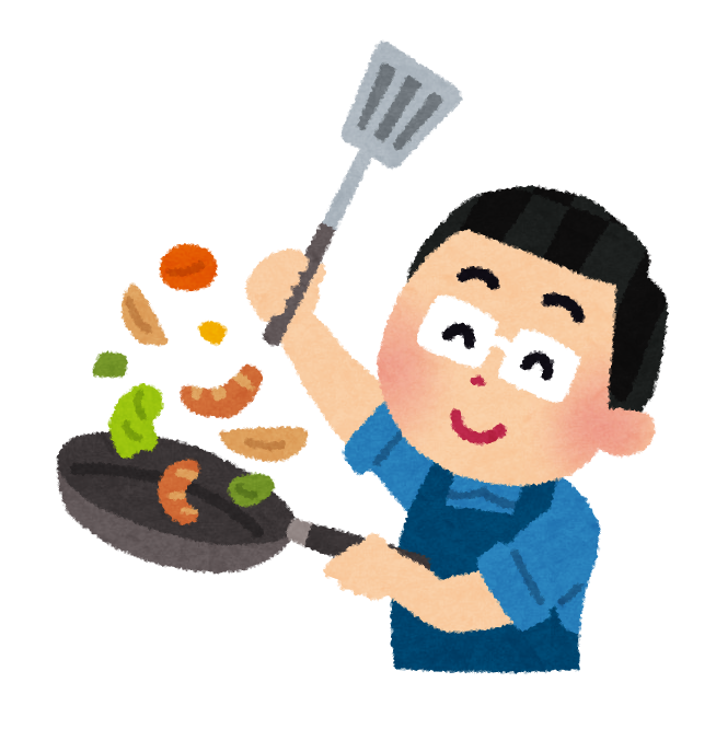 男性が料理をしているイラスト