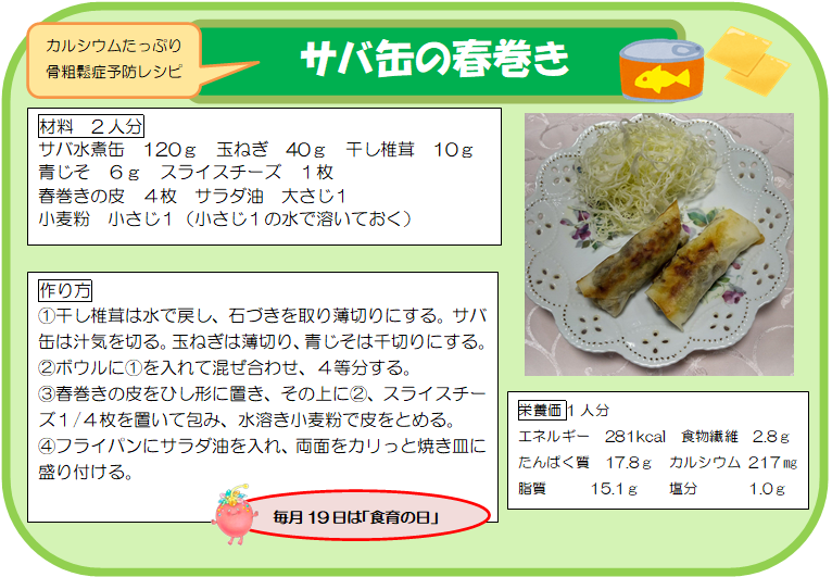 サバ缶の春巻き 表