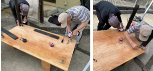 折り畳み足式作業テーブル作り