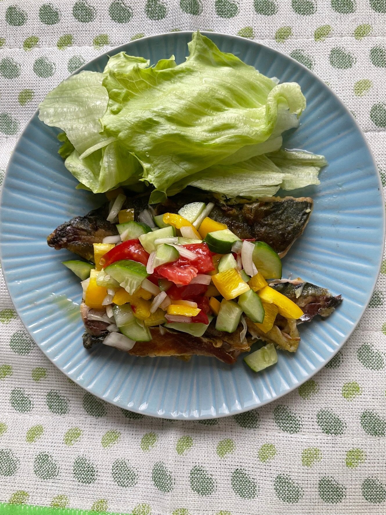 あじのカレーソテー夏野菜の写真