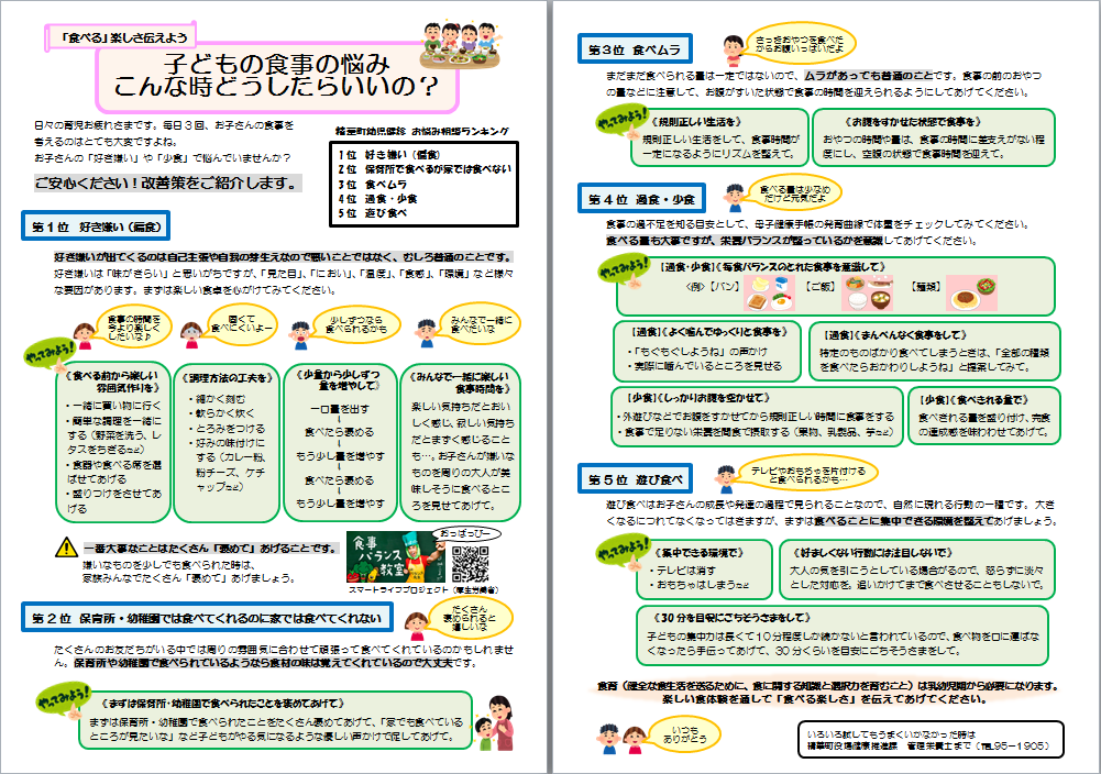 子どもの食事の悩みリーフレット