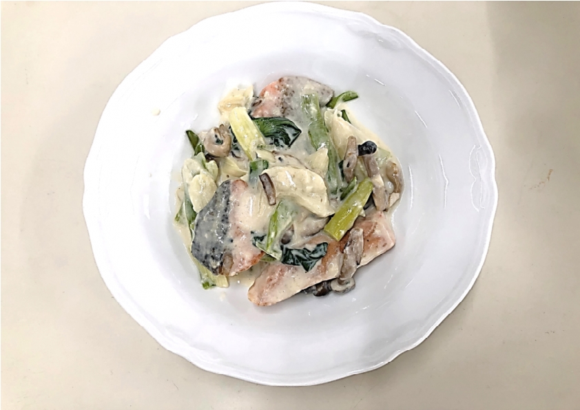 鮭とチンゲン菜のクリーム煮