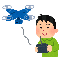 ドローンを飛ばす男の子のイラスト