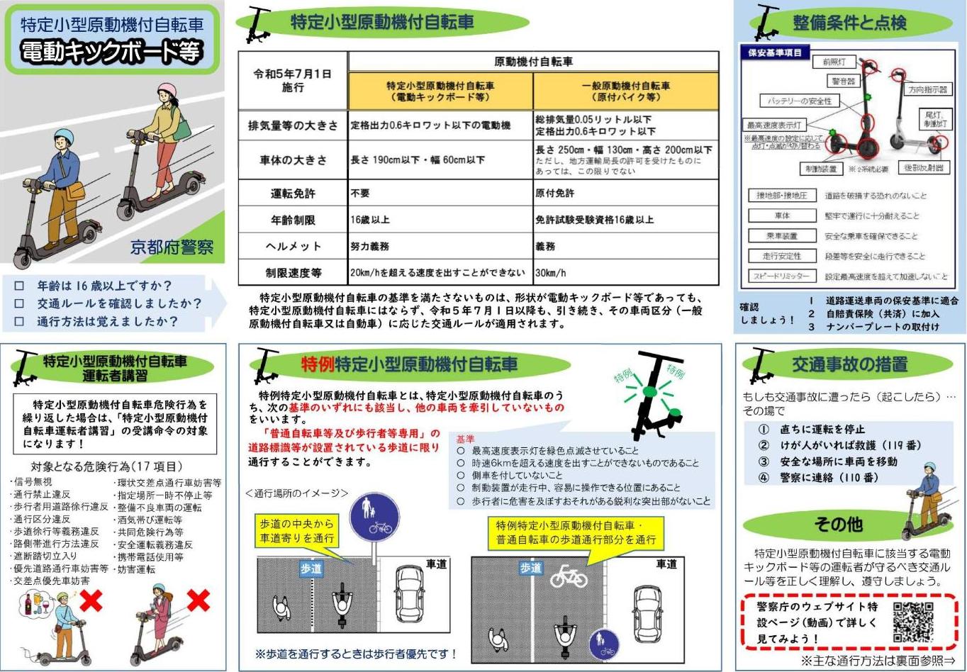 特定小型原動機付自転車　電動キックボード等（京都府警）表